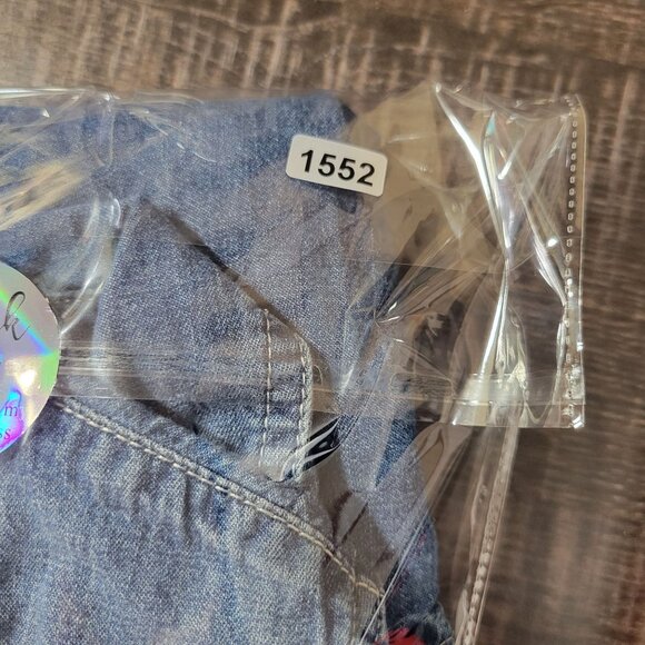 Merona western Womens Denim Chambray Button Up Shirt XS Blue Westerncore Casual - Picture 10 of 10